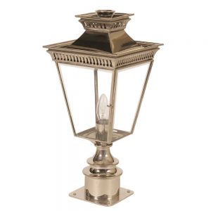 Pagoda Nickel Plated Solid Brass Outdoor Short Pillar Lantern
