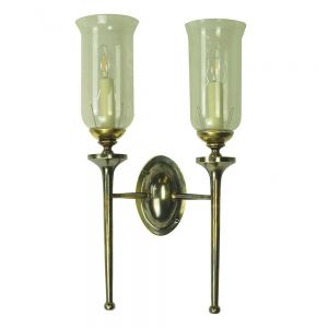 Grosvenor Solid Brass 2 Light Wall Light With Glass