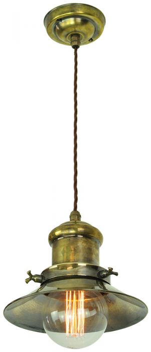 Small Solid Brass Edison Vintage Ceiling Pendant Light in Antique Brass  from Richard Hathaway Lighting
